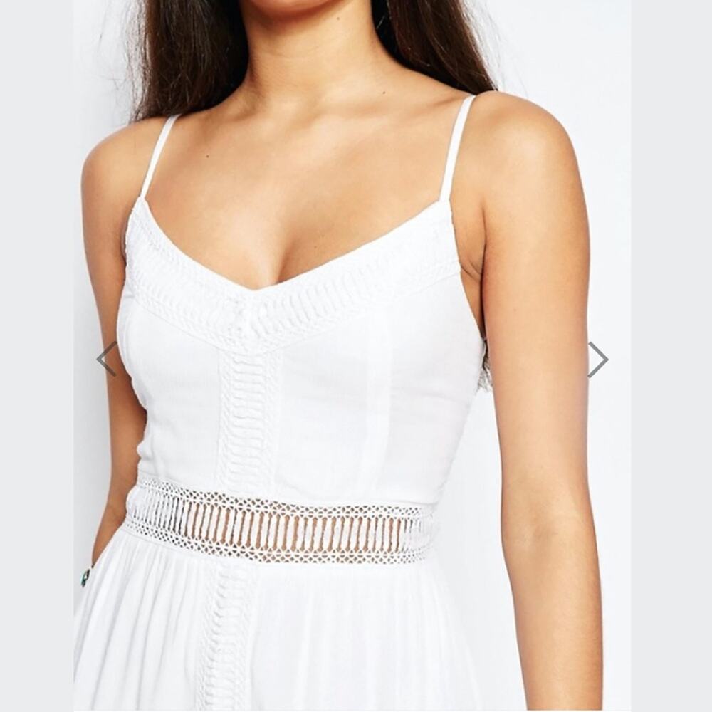 Abercrombie & Fitch White Cotton Tiered Smocked Drop Waist Maxi Dress XS NWT - Picture 6 of 6